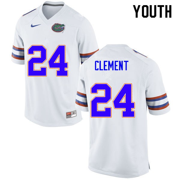 Youth #24 Iverson Clement Florida Gators College Football Jersey White